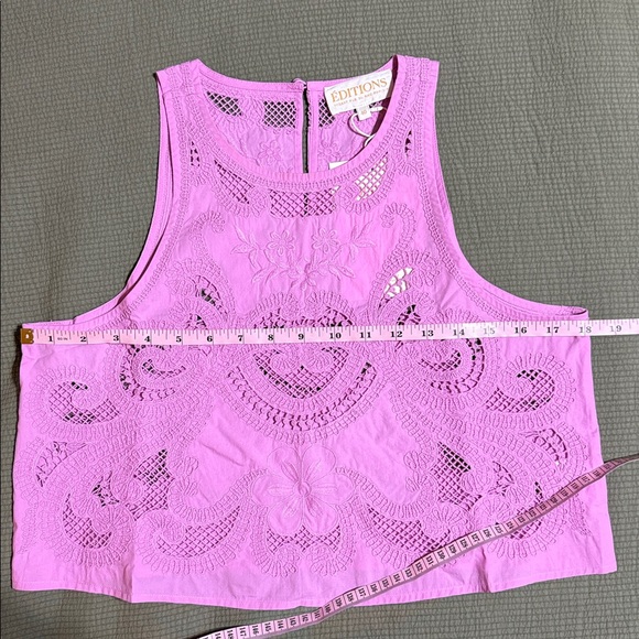 Sezane Uanna Top Lilac Organic Cotton Embroidered Size 40 US 8 NWT - Picture 11 of 11